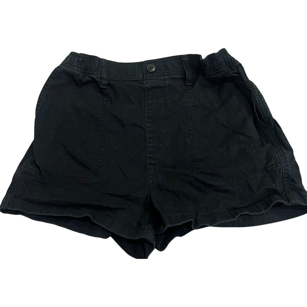 Madewell Womens Black Cotton Casual Shorts Size S With Elastic Waist & Pockets